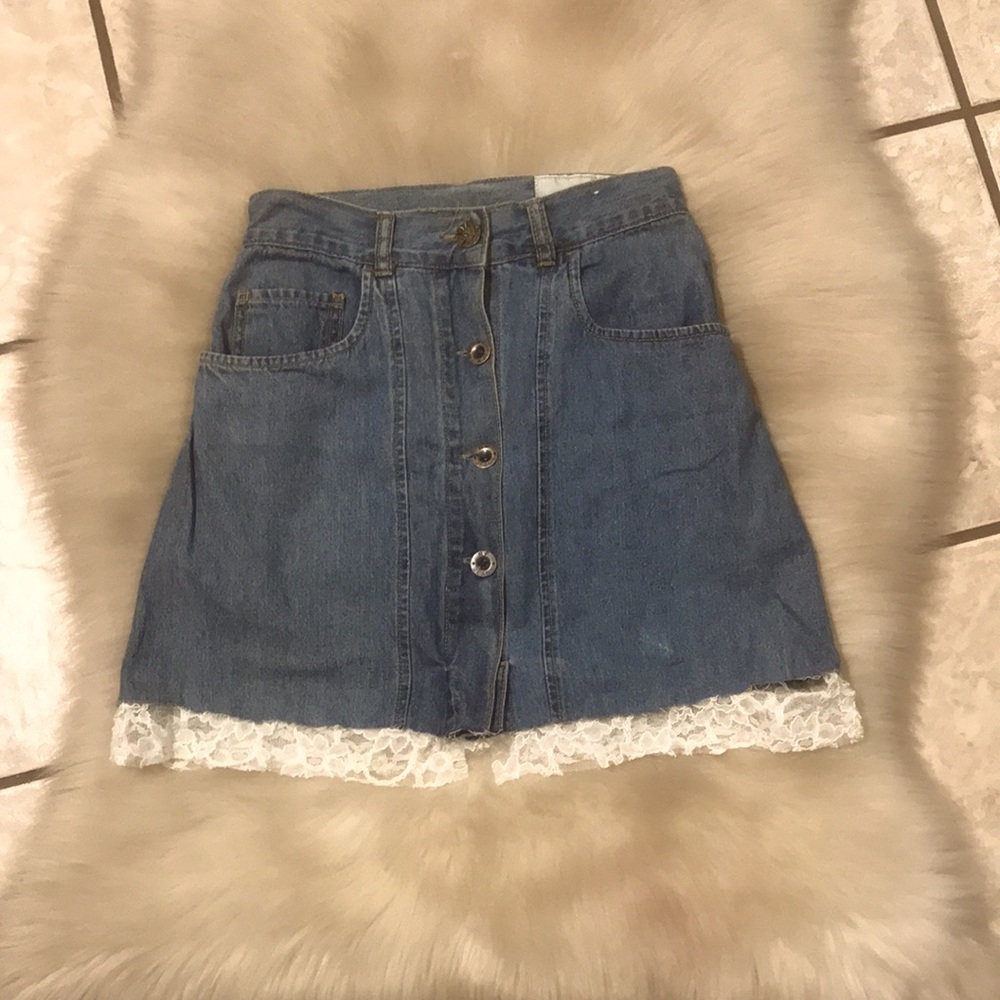 Rafaela Distressed Jean Ruffle Mini Skirt